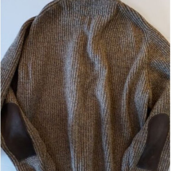 Brenire Scotland 100% Wool Full Zip Sweater Leather Accents Men’s Size Medium - Picture 3 of 4